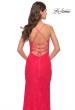 Picture of: Lace Long Dress with Scallop Detail on Skirt Slit in Hot Coral, Style: 31510, Detail Picture 6