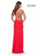 Picture of: Ruched Dress with Rhinestone Sheer Bodice in Hot Coral, Style: 31590, Detail Picture 6