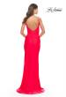 Picture of: Jersey Dress with Criss Cross Bodice and Jeweled Straps in Neon in Hot Coral, Style: 31222, Detail Picture 7