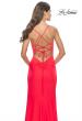 Picture of: Lace Asymmetrical Gown with Jersey Skirt and Twist Knot Detail in Neon in Hot Coral, Style: 31447, Detail Picture 7