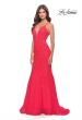 Picture of: Long Mermaid Lace Dress with Back Rhinestone Detail in Hot Coral, Style: 31512, Detail Picture 7