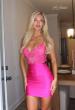 Picture of: Embellished Strappy Back Mini Dress in Hot Fuchsia, Style 33933, Detail Picture 4