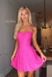Picture of: Sparkle Lace-Up Fit-and-Flare Mini Dress in Hot Fuchsia, Style 34157, Detail Picture 4