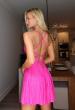 Picture of: Sparkle Lace-Up Fit-and-Flare Mini Dress in Hot Fuchsia, Style 34157, Detail Picture 5