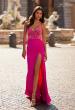 Picture of: Neon Illusion Lace Bodice Prom Dress with Rhinestones in Hot Fuchsia, Style: 32321, Main Picture