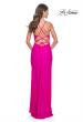 Picture of: Ruched Jersey Dress with Draped Neckline and High Slit in Hot Fuchsia, Style: 32152, Detail Picture 9