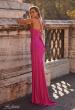 Picture of: Rhinestone Embellished Jersey Gown with Square Neckline in Hot Fuchsia, Style: 32058, Back Picture