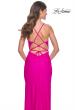 Picture of: Ruched Jersey Dress with Draped Neckline and High Slit in Hot Fuchsia, Style: 32152, Detail Picture 20
