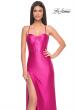 Picture of: Neon Stretch Satin Gown with Bustier Top and Lace Up Back in Hot Fuchsia, Style: 32262, Main Picture