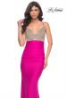 Picture of: Neon Ruched Jersey Dress with Rhinestone Mesh Draped Top in Pink, Style: 32320, Main Picture