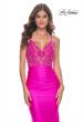 Picture of: Neon Beaded Illusion Top with Ruched Jersey Skirt Prom Dress in Hot Fuchsia, Style: 32324, Main Picture