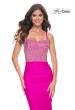 Picture of: Neon Gorgeous Rhinestone Bodice with Ruched Jersey Skirt Prom Dress in Hot Fuchsia, Style: 32325, Main Picture