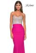 Picture of: Sweetheart Rhinestone Fishnet Bodice Dress with Fitted Skirt in Hot Fuchsia, Style: 32440, Main Picture