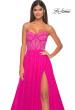 Picture of: Rhinestone Embellished A-line Tulle Gown with Corset Top in Hot Fuchsia, Style: 32278, Detail Picture 8