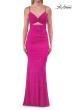 Picture of: Ruched Rhinestone Fitted Gown with Cutout Bodice and Lace-Up Back in Hot Fuchsia, Style: 33338, Detail Picture 9