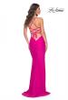 Picture of: Neon Ruched Jersey Dress with Rhinestone Mesh Draped Top in Pink, Style: 32320, Back Picture