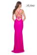 Picture of: Neon Gorgeous Rhinestone Bodice with Ruched Jersey Skirt Prom Dress in Hot Fuchsia, Style: 32325, Back Picture