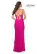 Picture of: Scallop Detail Lace Fitted Prom Dress with Illusion Bodice in Pink, Style: 32441, Back Picture