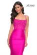 Picture of: Neon Ruched Jersey Dress with Illusion Corset Lace Top in Pink, Style: 32322, Detail Picture 1