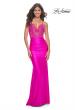 Picture of: Neon Beaded Illusion Top with Ruched Jersey Skirt Prom Dress in Hot Fuchsia, Style: 32324, Detail Picture 1