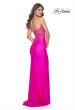Picture of: Neon Rhinestone Bustier Prom Dress with Ruching in Hot Fuchsia, Style: 32326, Detail Picture 1