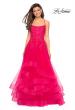 Picture of: Layered Tulle Dress with Lace Detail and Strappy Back in Hot Fuchsia, Style: 27694, Detail Picture 2