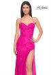 Picture of: Stretch Lace Dress with Bustier Top and Illusion Back in Hot Fuchsia, Style: 32248, Detail Picture 2