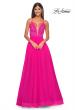 Picture of: Illusion Lace Bodice A-Line Tulle Prom Dress with Slit in Hot Fuchsia, Style: 32059, Detail Picture 5