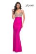 Picture of: Neon Ruched Jersey Dress with Rhinestone Mesh Draped Top in Pink, Style: 32320, Detail Picture 5