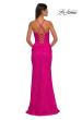 Picture of: Stretch Lace Prom Dress with Scoop Neck and Lace Up Back in Hot Fuchsia, Style: 33036, Detail Picture 6