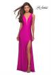 Picture of: Form Fitting Long Jersey Dress with Plunging Neckline in Hot Fuchsia, Style: 27602, Detail Picture 7
