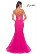 Picture of: Mermaid Prom Dress with Rhinestones and Lace Up Back in Hot Fuchsia, Style: 32273, Detail Picture 7