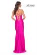 Picture of: Neon Ruched Jersey Dress with Illusion Corset Lace Top in Pink, Style: 32322, Detail Picture 7