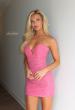 Picture of: Strapless Sparkle Mini Dress in Hot Pink, Style 33324, Detail Picture 9