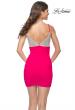 Picture of: Ruched Short Homecoming Dress with Sequin Beaded Top in Hot Pink in Hot Pink, Style: 31465, Back Picture