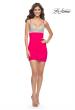 Picture of: Ruched Short Homecoming Dress with Sequin Beaded Top in Hot Pink in Hot Pink, Style: 31465, Detail Picture 1