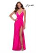 Picture of: Neon Pink Jersey Gown with Knot Waist and Lace Up Back in Hot Pink, Style 29870, Main Picture
