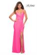 Picture of: Open Back Jersey Dress with Knot at Waist in Hot Pink, Main Picture
