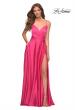 Picture of: Satin Hot Pink Gown with Criss-Cross Ruched Top in Pink, Style: 30616, Main Picture