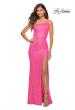 Picture of: Hot Pink Simple One Shoulder Long Sequin Dress in Hot Pink, Main Picture