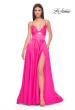 Picture of: Satin A-Line Gown with Cut Out and Twist Bodice in Neon in Hot Pink, Style: 31412, Main Picture