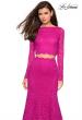 Picture of: Stretch Lace Long Sleeve Two Piece Prom Dress in Hot Pink, Style: 27601, Detail Picture 8