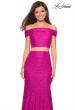 Picture of: Lace Two Piece Off the Shoulder Dress with Rhinestones in Hot Pink, Style: 27443, Detail Picture 10