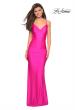 Picture of: Form Fitting Jersey Dress with Ruching and Strappy Back in Hot Pink, Style: 27501, Detail Picture 10