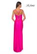 Picture of: Bustier Top Jersey Prom Dress with Intricate Lace Up Back in Hot Pink, Style: 32256, Detail Picture 12