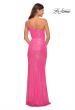 Picture of: Hot Pink Simple One Shoulder Long Sequin Dress in Hot Pink, Back Picture