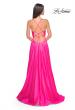 Picture of: Satin A-Line Gown with Cut Out and Twist Bodice in Neon in Hot Pink, Style: 31412, Back Picture