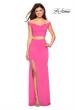 Picture of: Faux Two Piece Long Off the Shoulder Prom Dress in Hot Pink, Style: 27496, Detail Picture 2