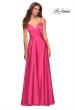 Picture of: Satin Hot Pink Gown with Criss-Cross Ruched Top in Pink, Style: 30616, Detail Picture 1