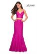 Picture of: Lace Two Piece Gown with Rhinestone Accents in Hot Pink, Style: 27589, Detail Picture 2